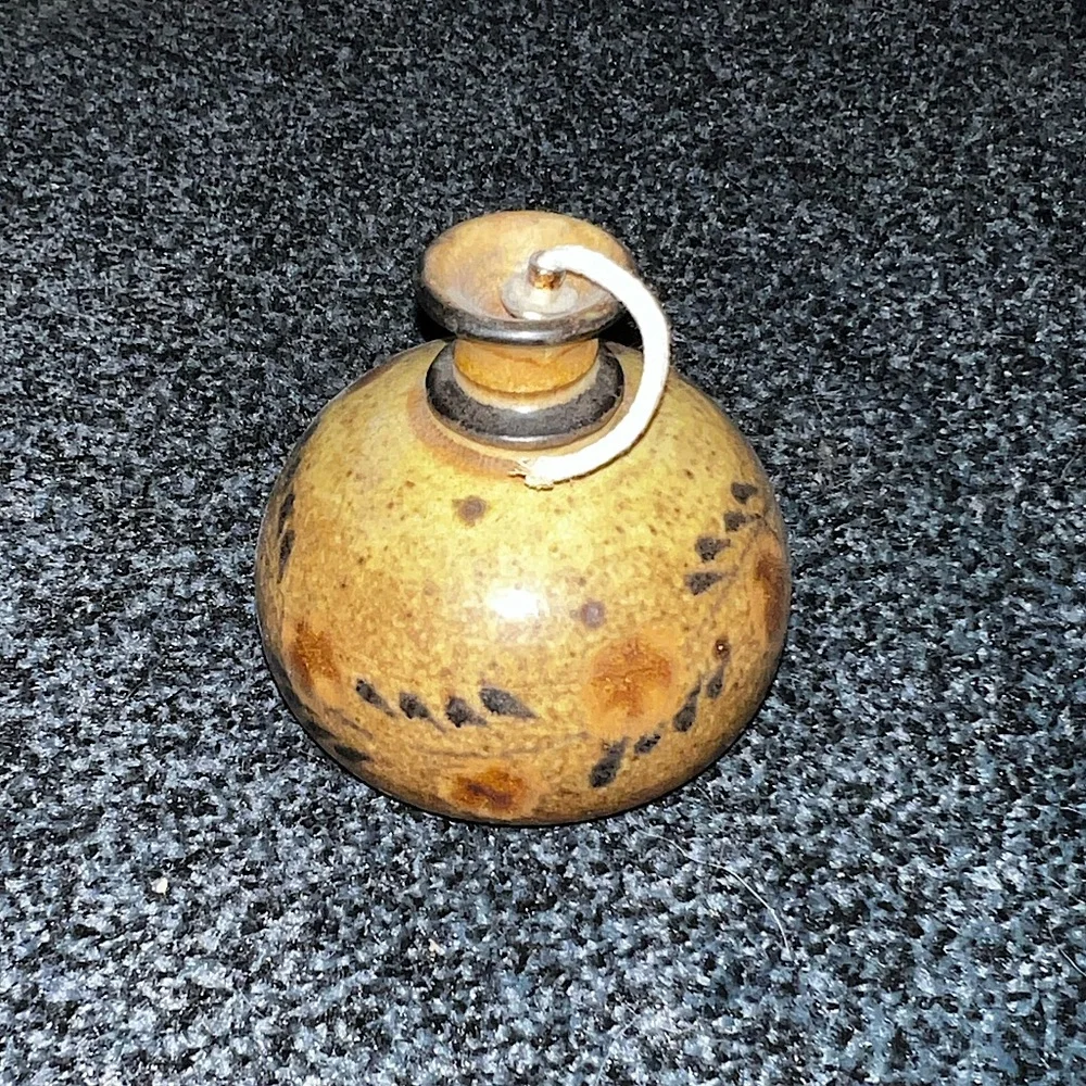 Vintage Stoneware Floral Pottery Vase/ Clay Oil Lamp - Picture 6 of 11